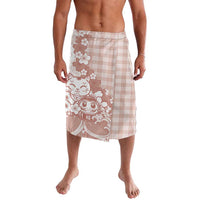 Beige Palaka Hawaiian And Japanese Lavalava Maneki Neko And Sakura Bloom DT05 Beige - Polynesian Pride
