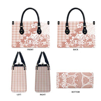 Beige Palaka Hawaiian And Japanese Leather Bag Maneki Neko And Sakura Bloom DT05 - Polynesian Pride