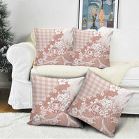 Beige Palaka Hawaiian And Japanese Pillow Cover Maneki Neko And Sakura Bloom DT05 - Polynesian Pride