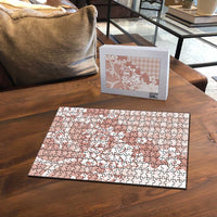 Beige Palaka Hawaiian And Japanese Puzzle Maneki Neko And Sakura Bloom