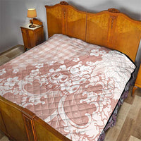 Beige Palaka Hawaiian And Japanese Quilt Maneki Neko And Sakura Bloom DT05 - Polynesian Pride