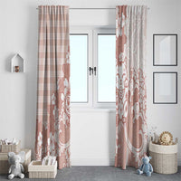 Beige Palaka Hawaiian And Japanese Window Curtain Maneki Neko And Sakura Bloom DT05 - Polynesian Pride