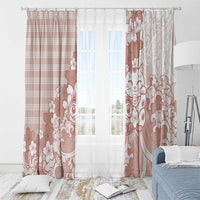 Beige Palaka Hawaiian And Japanese Window Curtain Maneki Neko And Sakura Bloom DT05 - Polynesian Pride