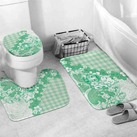 Green Palaka Hawaiian And Japanese Bathroom Set Maneki Neko And Sakura Bloom DT05 Mat Set Only (3 pcs) One Size Green - Polynesian Pride