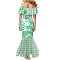 Green Palaka Hawaiian And Japanese Mermaid Dress Maneki Neko And Sakura Bloom
