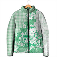 Green Palaka Hawaiian And Japanese Padded Jacket Maneki Neko And Sakura Bloom DT05 - Polynesian Pride