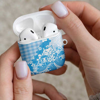 Blue Palaka Hawaiian And Japanese AirPods Case Maneki Neko And Sakura Bloom DT05 - Polynesian Pride