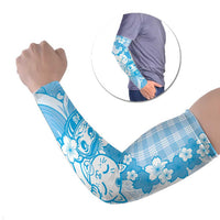Blue Palaka Hawaiian And Japanese Arm Sleeves Maneki Neko And Sakura Bloom DT05 Set of 2 Blue - Polynesian Pride