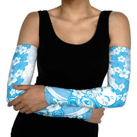 Blue Palaka Hawaiian And Japanese Arm Sleeves Maneki Neko And Sakura Bloom DT05 - Polynesian Pride