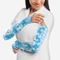 Blue Palaka Hawaiian And Japanese Arm Sleeves Maneki Neko And Sakura Bloom DT05 - Polynesian Pride