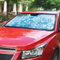 Blue Palaka Hawaiian And Japanese Auto Sun Shade Maneki Neko And Sakura Bloom DT05 - Polynesian Pride