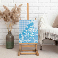Blue Palaka Hawaiian And Japanese Canvas Wall Art Maneki Neko And Sakura Bloom DT05 - Polynesian Pride