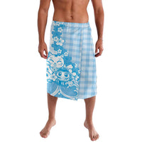 Blue Palaka Hawaiian And Japanese Lavalava Maneki Neko And Sakura Bloom DT05 Blue - Polynesian Pride