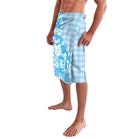 Blue Palaka Hawaiian And Japanese Lavalava Maneki Neko And Sakura Bloom DT05 - Polynesian Pride