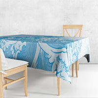 Blue Palaka Hawaiian And Japanese Tablecloth Maneki Neko And Sakura Bloom
