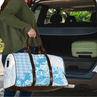 Blue Palaka Hawaiian And Japanese Travel Bag Maneki Neko And Sakura Bloom