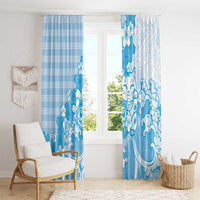 Blue Palaka Hawaiian And Japanese Window Curtain Maneki Neko And Sakura Bloom DT05 - Polynesian Pride