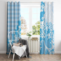 Blue Palaka Hawaiian And Japanese Window Curtain Maneki Neko And Sakura Bloom DT05 - Polynesian Pride