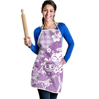 Purple Palaka Hawaiian And Japanese Apron Maneki Neko And Sakura Bloom DT05 - Polynesian Pride