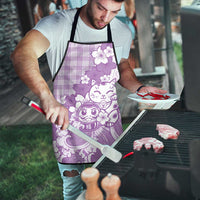 Purple Palaka Hawaiian And Japanese Apron Maneki Neko And Sakura Bloom DT05 - Polynesian Pride