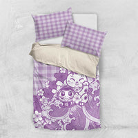 Purple Palaka Hawaiian And Japanese Bedding Set Maneki Neko And Sakura Bloom DT05 US Twin 172cm x 218cm Purple - Polynesian Pride