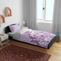 Purple Palaka Hawaiian And Japanese Bedding Set Maneki Neko And Sakura Bloom DT05 - Polynesian Pride