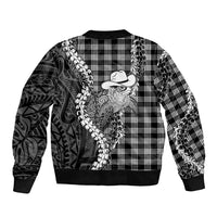 Black Hawaii Palaka Cowboy Turtle Bomber Jacket Hawaiian Paniolo Puakenikeni Maile Lei DT05 - Polynesian Pride