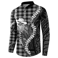 Black Hawaii Palaka Cowboy Turtle Button Sweatshirt Hawaiian Paniolo Puakenikeni Maile Lei DT05 - Polynesian Pride