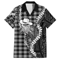 Black Hawaii Palaka Cowboy Turtle Hawaiian Shirt Hawaiian Paniolo Puakenikeni Maile Lei DT05 Black - Polynesian Pride