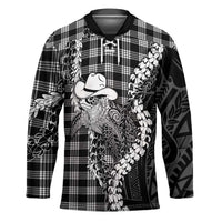 Black Hawaii Palaka Cowboy Turtle Hockey Jersey Hawaiian Paniolo Puakenikeni Maile Lei