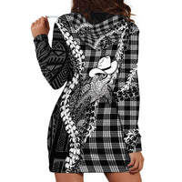 Black Hawaii Palaka Cowboy Turtle Hoodie Dress Hawaiian Paniolo Puakenikeni Maile Lei
