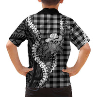 Black Hawaii Palaka Cowboy Turtle Kid Hawaiian Shirt Hawaiian Paniolo Puakenikeni Maile Lei DT05 - Polynesian Pride