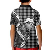 Black Hawaii Palaka Cowboy Turtle Kid Polo Shirt Hawaiian Paniolo Puakenikeni Maile Lei DT05 - Polynesian Pride