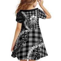 Black Hawaii Palaka Cowboy Turtle Kid Short Sleeve Dress Hawaiian Paniolo Puakenikeni Maile Lei DT05 - Polynesian Pride