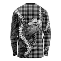 Black Hawaii Palaka Cowboy Turtle Long Sleeve Shirt Hawaiian Paniolo Puakenikeni Maile Lei DT05 - Polynesian Pride