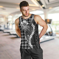 Black Hawaii Palaka Cowboy Turtle Men Tank Top Hawaiian Paniolo Puakenikeni Maile Lei