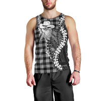 Black Hawaii Palaka Cowboy Turtle Men Tank Top Hawaiian Paniolo Puakenikeni Maile Lei