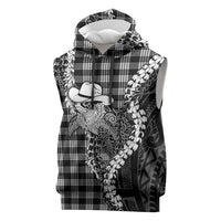 Black Hawaii Palaka Cowboy Turtle Sleeveless Hoodie Hawaiian Paniolo Puakenikeni Maile Lei DT05 Black - Polynesian Pride
