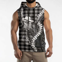 Black Hawaii Palaka Cowboy Turtle Sleeveless Hoodie Hawaiian Paniolo Puakenikeni Maile Lei DT05 - Polynesian Pride