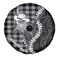 Black Hawaii Palaka Cowboy Turtle Spare Tire Cover Hawaiian Paniolo Puakenikeni Maile Lei DT05 - Polynesian Pride