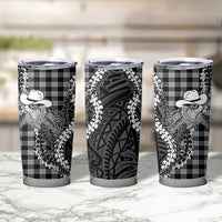 Black Hawaii Palaka Cowboy Turtle Tumbler Cup Hawaiian Paniolo Puakenikeni Maile Lei DT05 - Polynesian Pride