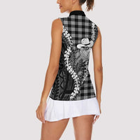 Black Hawaii Palaka Cowboy Turtle Women Sleeveless Polo Shirt Hawaiian Paniolo Puakenikeni Maile Lei DT05 - Polynesian Pride