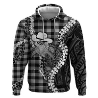 Black Hawaii Palaka Cowboy Turtle Zip Hoodie Hawaiian Paniolo Puakenikeni Maile Lei DT05 Pullover Hoodie Black - Polynesian Pride