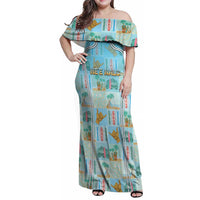 Custom Hawaii Surfing Family Matching Off Shoulder Maxi Dress and Hawaiian Shirt He'e Nalu DT05 Mom's Dress Blue - Polynesian Pride