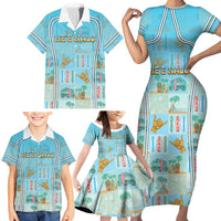Custom Hawaii Surfing Family Matching Short Sleeve Bodycon Dress and Hawaiian Shirt He'e Nalu DT05 - Polynesian Pride