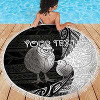 Personalised New Zealand Father's Day Beach Blanket Papa Kiwi Bird Tribal Pattern DT05 - Polynesian Pride