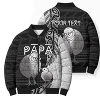 Personalised New Zealand Father's Day Bomber Puffer Jacket Papa Kiwi Bird Tribal Pattern DT05 - Polynesian Pride