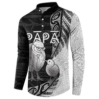 Personalised New Zealand Father's Day Button Sweatshirt Papa Kiwi Bird Tribal Pattern DT05 - Polynesian Pride