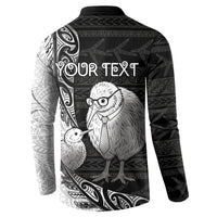 Personalised New Zealand Father's Day Button Sweatshirt Papa Kiwi Bird Tribal Pattern DT05 - Polynesian Pride