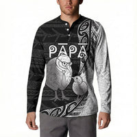Personalised New Zealand Father's Day Button Sweatshirt Papa Kiwi Bird Tribal Pattern DT05 - Polynesian Pride
